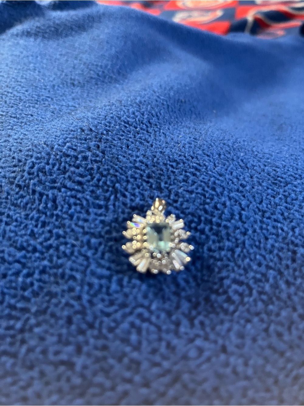 Blue Halo Crystal Pendant Necklace -